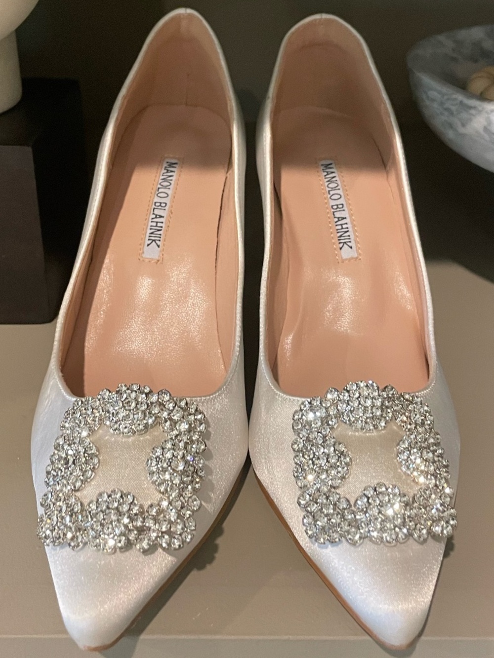Manolo Hangisi Crystal Buckle Pump Dupes - SIZE 38 - Bridal Shoes